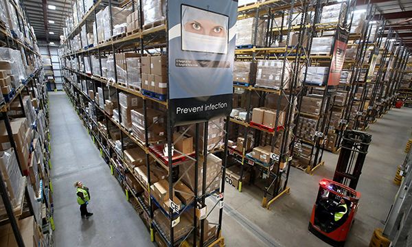 NHS procurement centre where supplies of PPE are stored