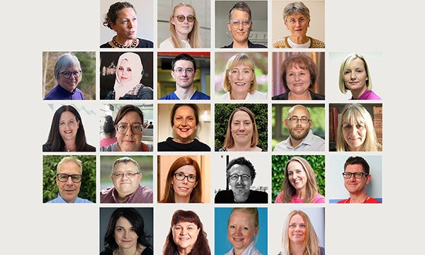 A collage of 26 members of the ISupport team, winners of the Child Heatlh award at the RCN Nursing Awards 2023