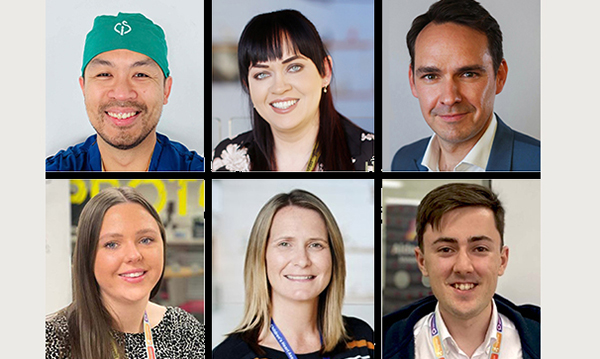 Collage of close-up images of six members of the Heart Centre team, winners of the Innovations in Your Specialty award at the RCN Nursing Awards 2023