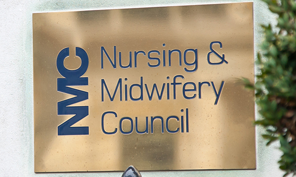Name plate of Nursing and Midwifery Council outside its London headquarters. The NMC has been found to have a toxic organisational culture by independent review