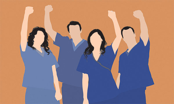 DAISY awards recognise excellent nursing: nurses raise their arms in victory and celebration