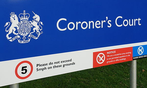 Sepsis death: coroner's court sign