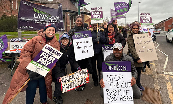 Critical care staff on strike earlier in their dispute