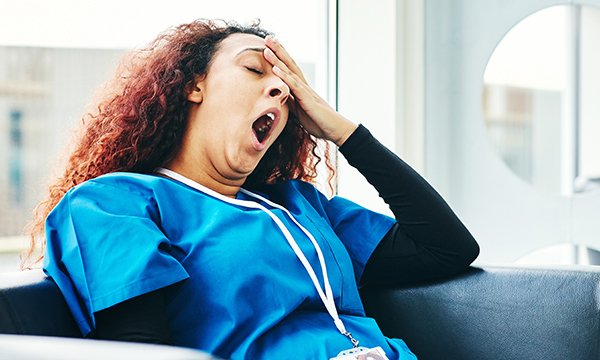 Nurse looking tired