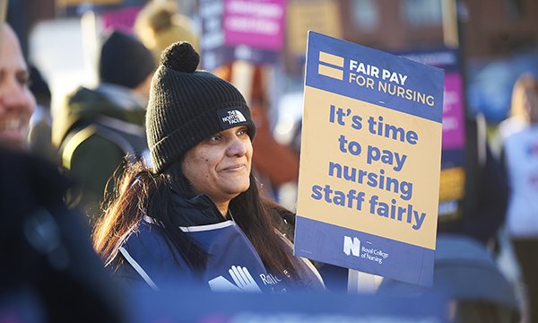 Photo of nurses striking at Royal Derby Hospital, illustrating story about pay consultation