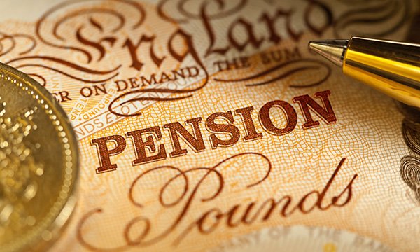NHS pension advice: close-up of cash note with the word PENSION emblazoned on it