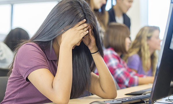 student looking downcast